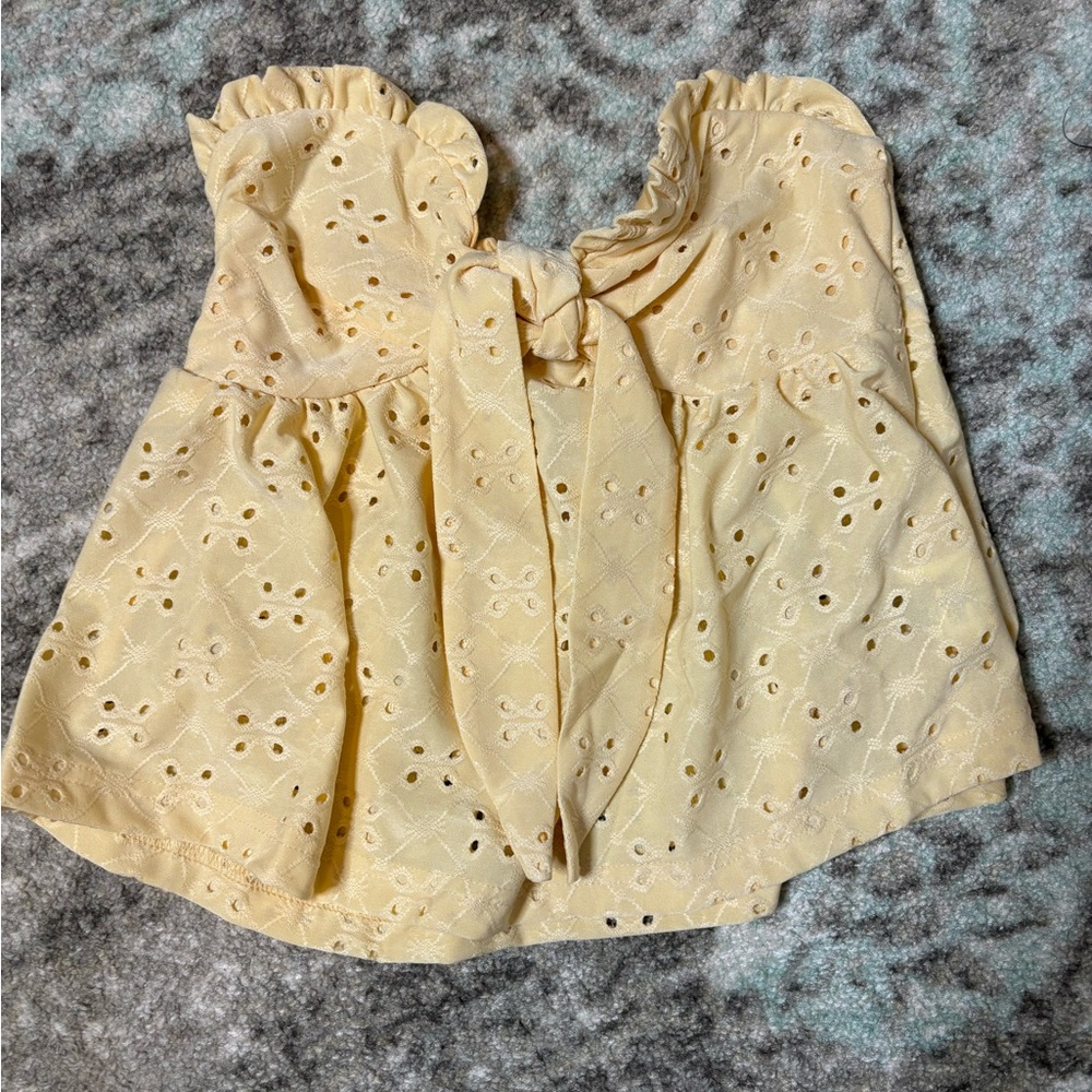 Pastel Yellow Strapless Crop Top